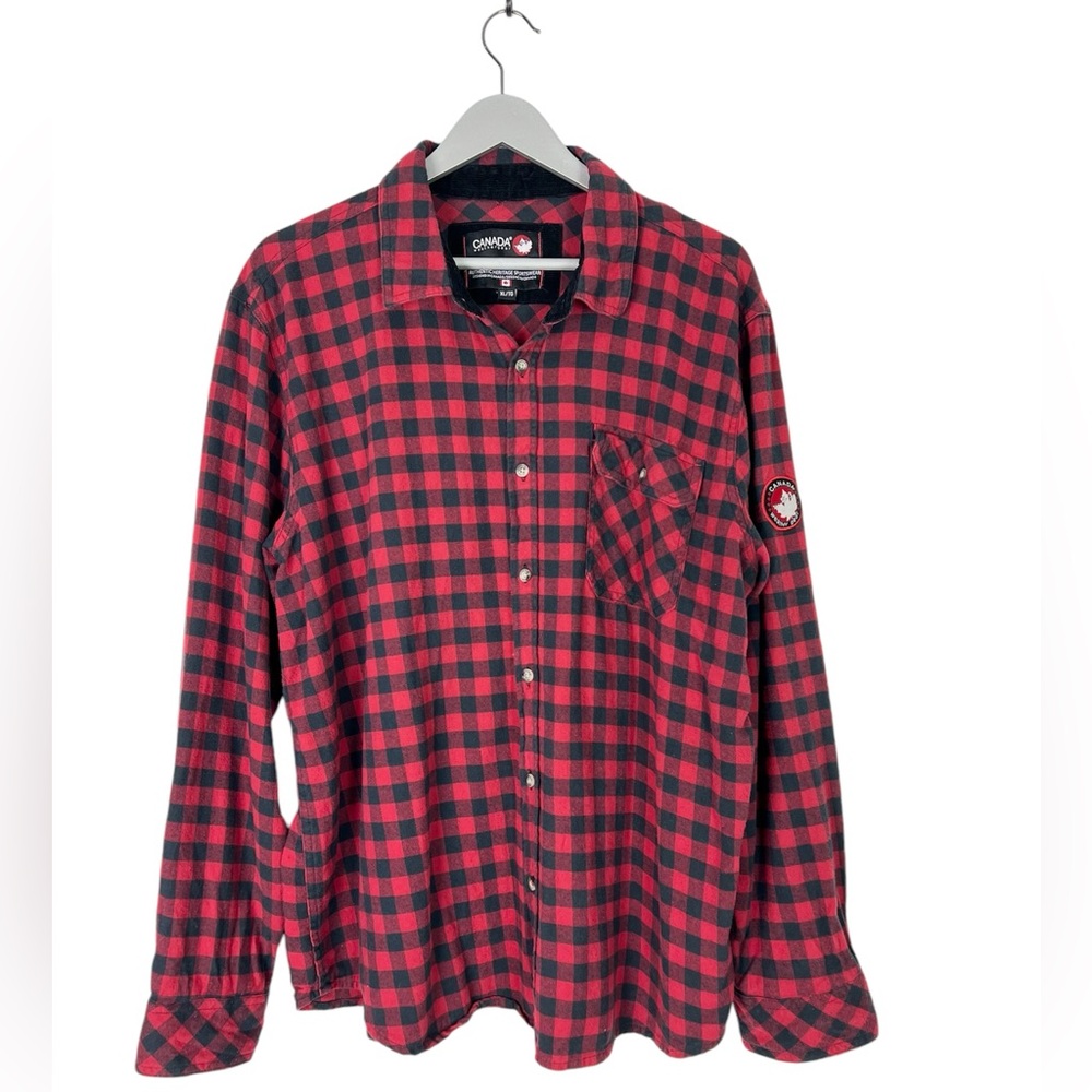 Canada Weathergear flannel‎ shirt Buffalo plaid red black size XL